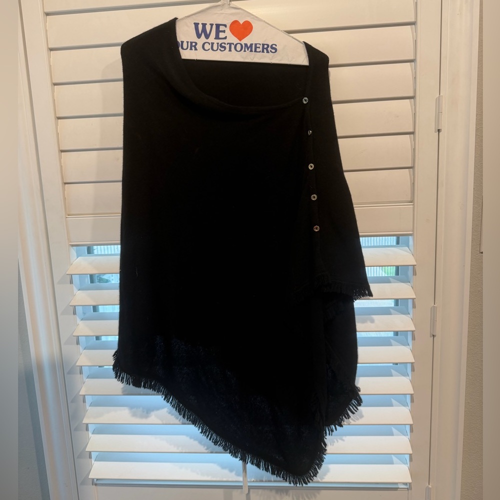 Lilly Pulitzer, 100% Cashmere, Black Fringe Poncho/Wrap